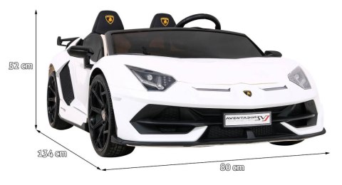 Lamborghini SVJ DRIFT dla 2 dzieci Biały + Funkcja driftu + Pilot + MP3 LED + Wolny Start Lamborghini SVJ DRIFT dla 2 dzieci Biały + Funkcja driftu + Pilot + MP3 LED + Wolny Start